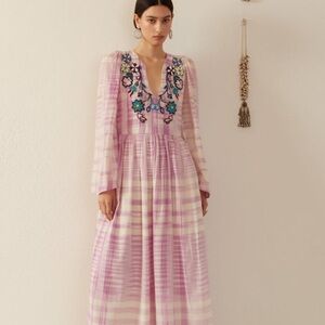 Embroidered Plaid Mini Dress - Pink